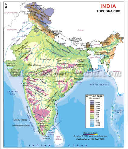 Map- Topographic, India